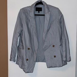 Banana Republic Light Blue Linen Double-Breasted Blazer